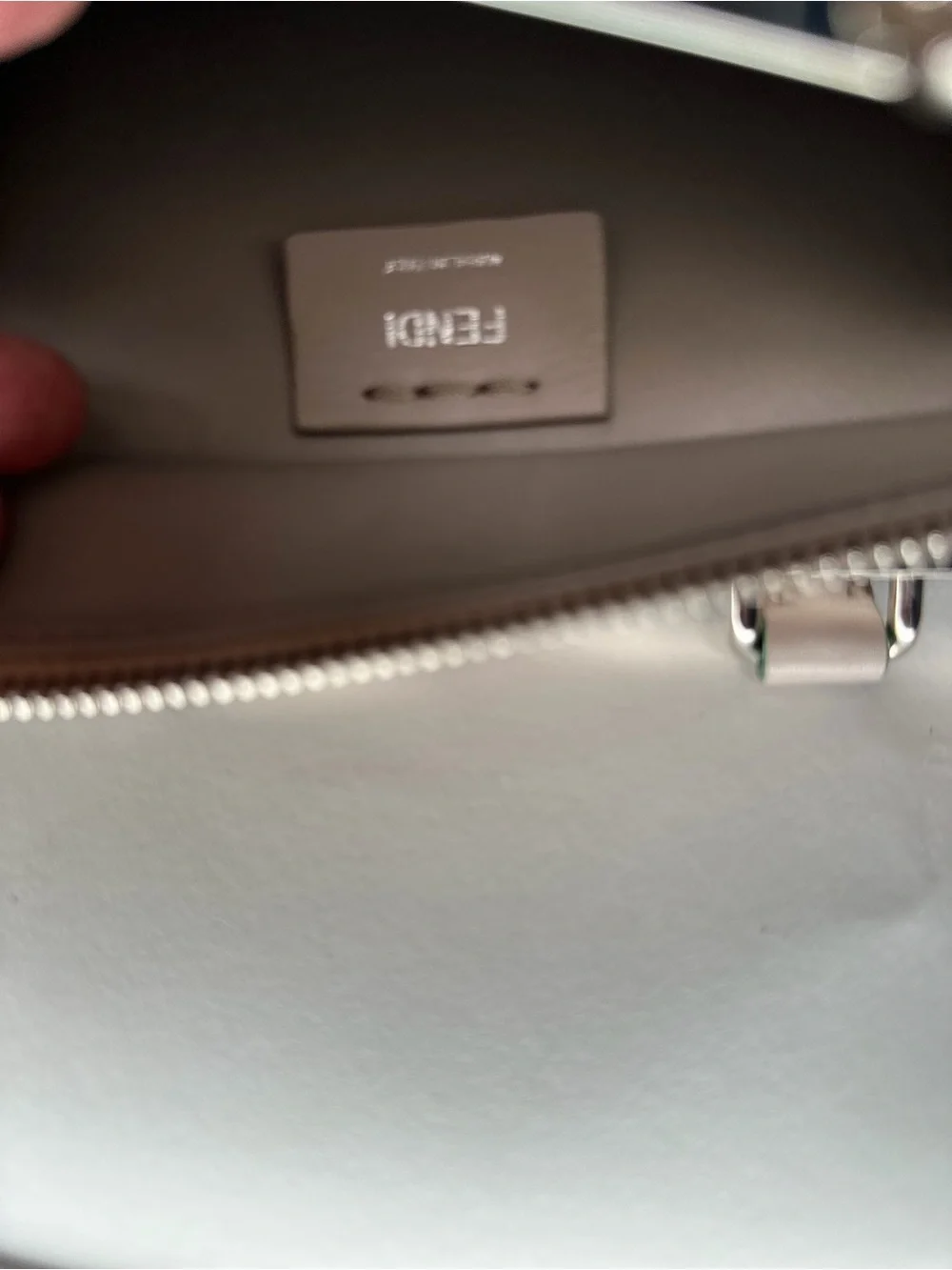 Fendi Small Top-Handle Satchel in Light Gray with Pink and Orange Trim